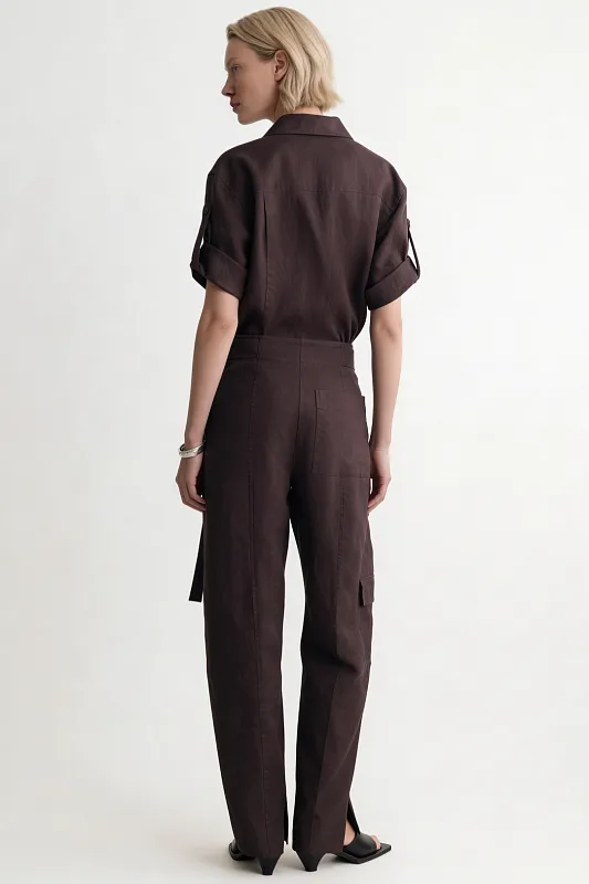 Льняные брюки с зауженными брючинами и ремнем COS Льняные брюки с зауженными брючинами и ремнем COS