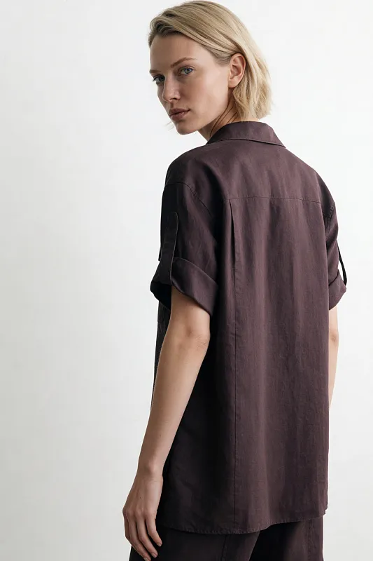 Льняная рубашка с закатанными рукавами COS Льняная рубашка с закатанными рукавами COS