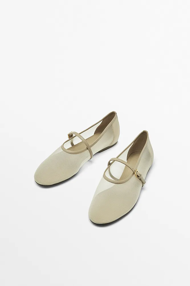 Сетчатые балетки ремешком MASSIMO DUTTI