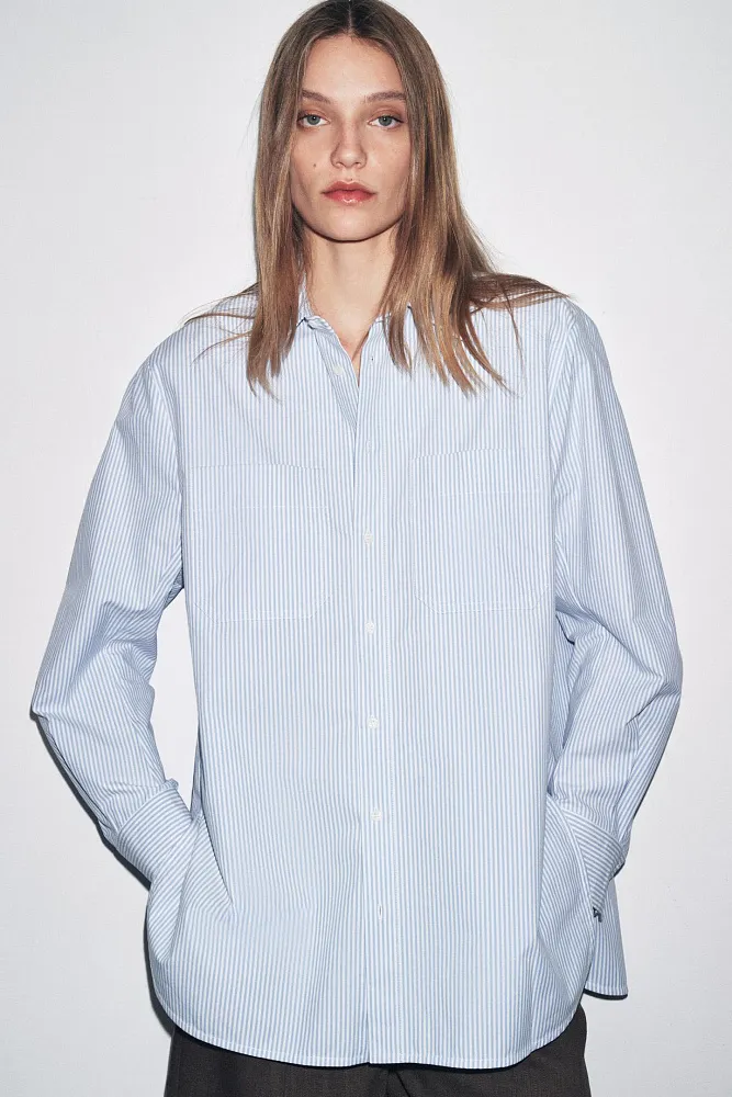Рубашка в полоску с карманами ZARA