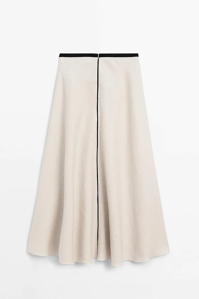 Расклешенная юбка-миди из льна MASSIMO DUTTI
