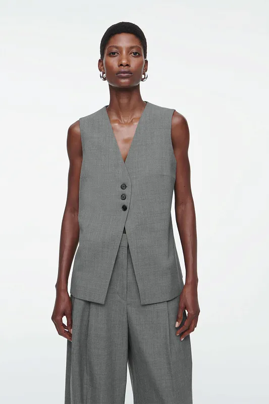 Удлиненный жилет из твила Удлиненный жилет из твила