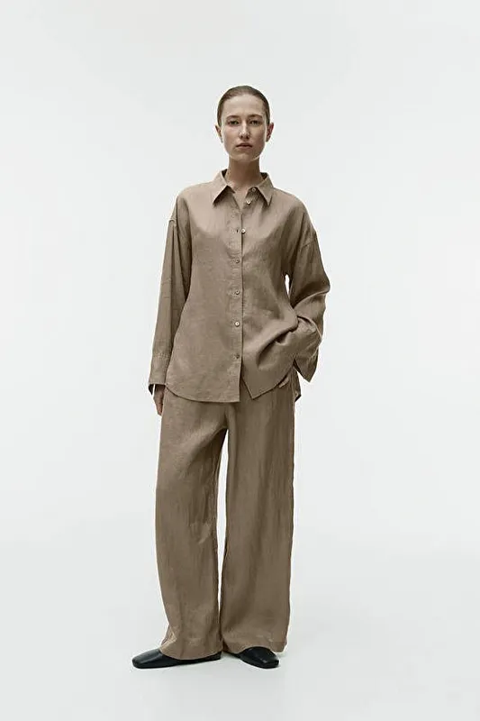 Широкие льняные брюки