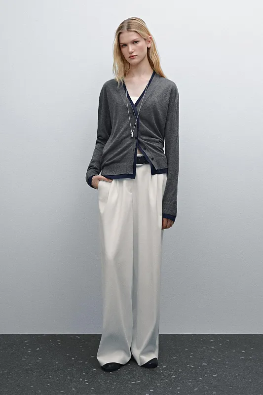 Кардиган из смесовой шерсти с двойной окантовкой