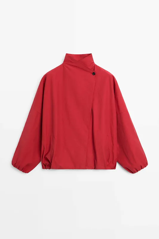 Куртка из технической ткани с хлопком MASSIMO DUTTI Куртка из технической ткани с хлопком MASSIMO DUTTI