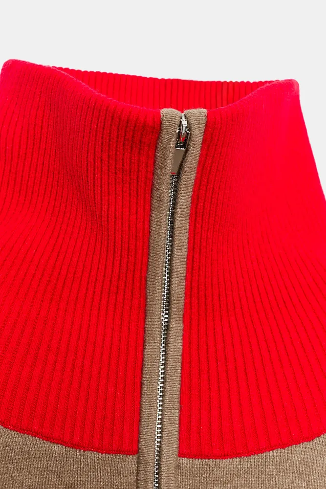 Комбинированный кардиган с воротником-стойкой ZARA