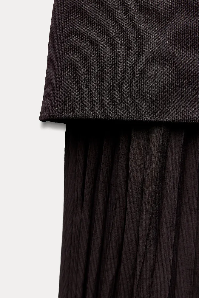 Комбинированная трикотажная юбка с плиссировкой ZARA