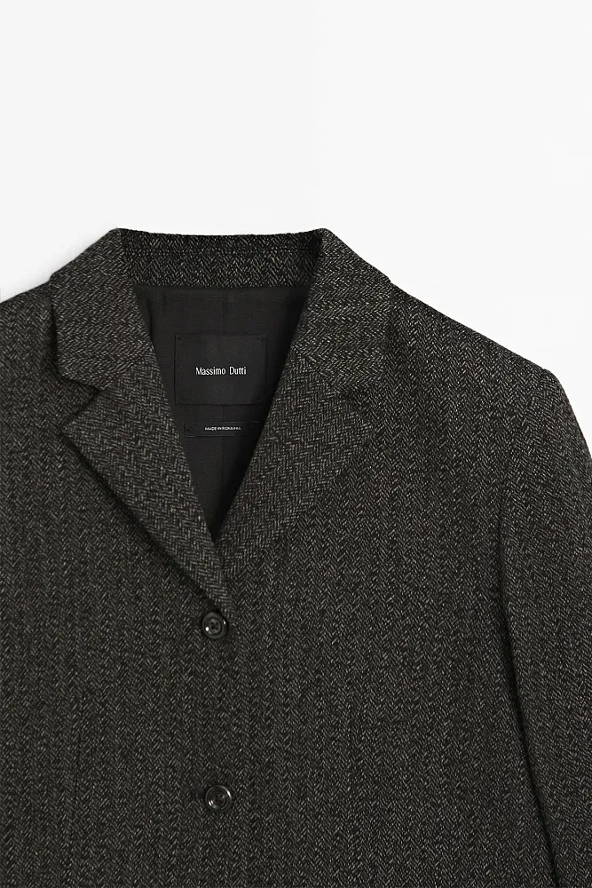 Шерстяной пиджак в елочку MASSIMO DUTTI