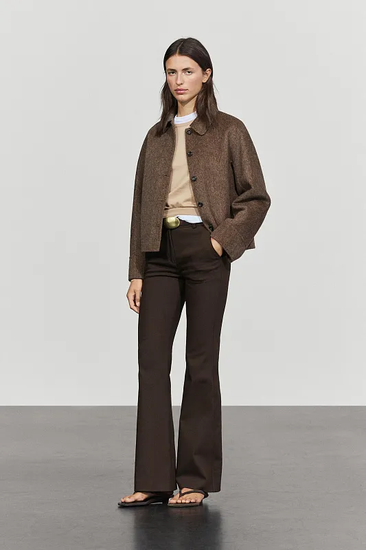 Укороченное пальто из шерстяной смеси MASSIMO DUTTI Укороченное пальто из шерстяной смеси MASSIMO DUTTI