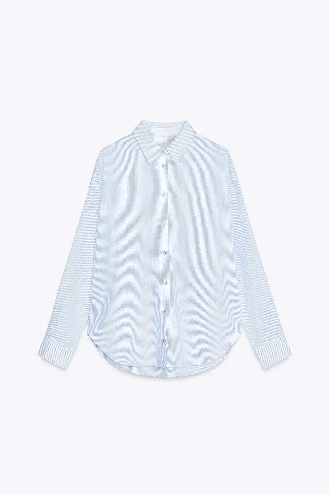 Рубашка oversize из льняной смеси ZARA