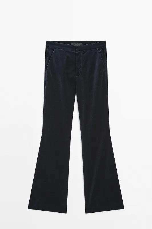 Узкие расклешенные брюки из бархата MASSIMO DUTTI Узкие расклешенные брюки из бархата MASSIMO DUTTI