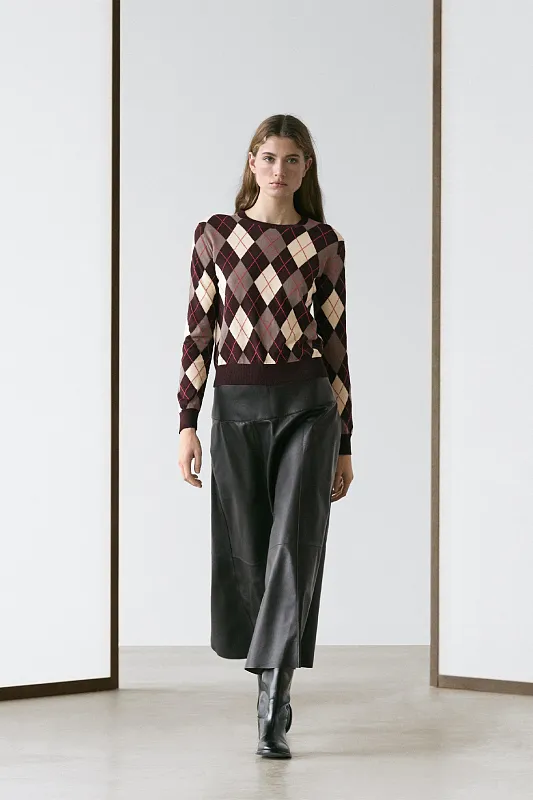 Джемпер с ромбовидным узором MASSIMO DUTTI Джемпер с ромбовидным узором MASSIMO DUTTI