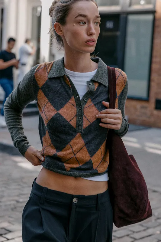 Джемпер-поло с ромбами ZARA   Джемпер-поло с ромбами ZARA