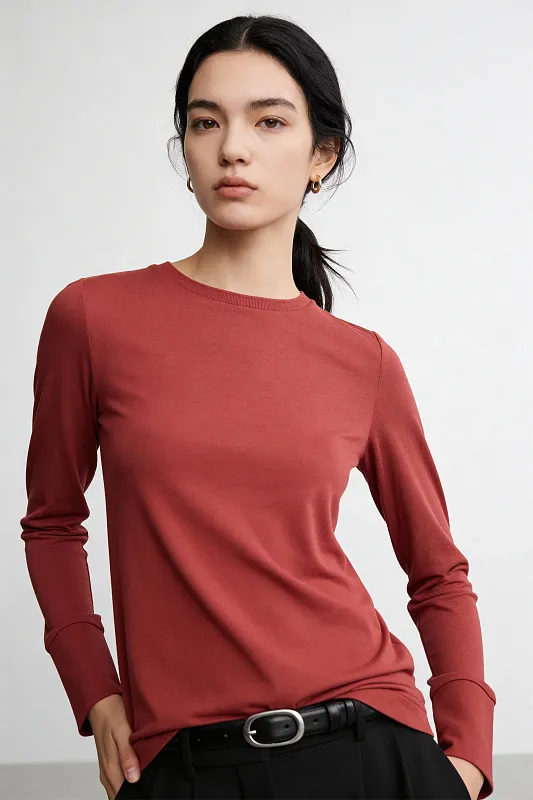 Лонгслив из хлопка и модала