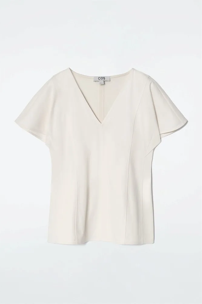 Хлопковый топ с рукавами-лепестками COS