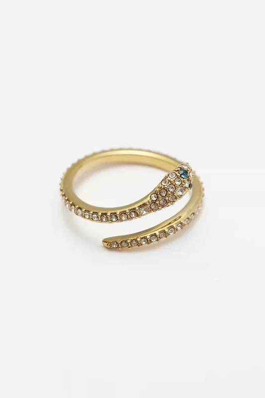 Кольцо «Змея» с хрустальными камнями