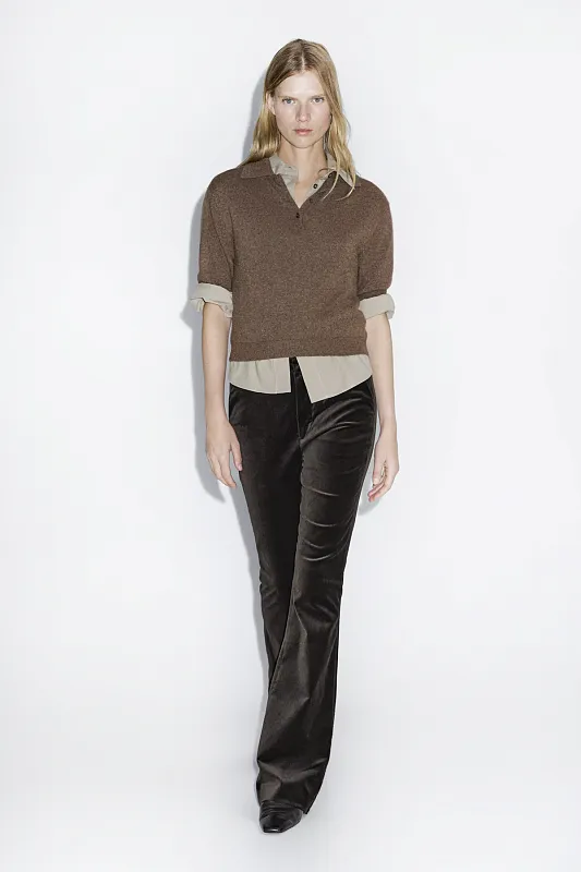 Узкие расклешенные брюки из бархата MASSIMO DUTTI Узкие расклешенные брюки из бархата MASSIMO DUTTI