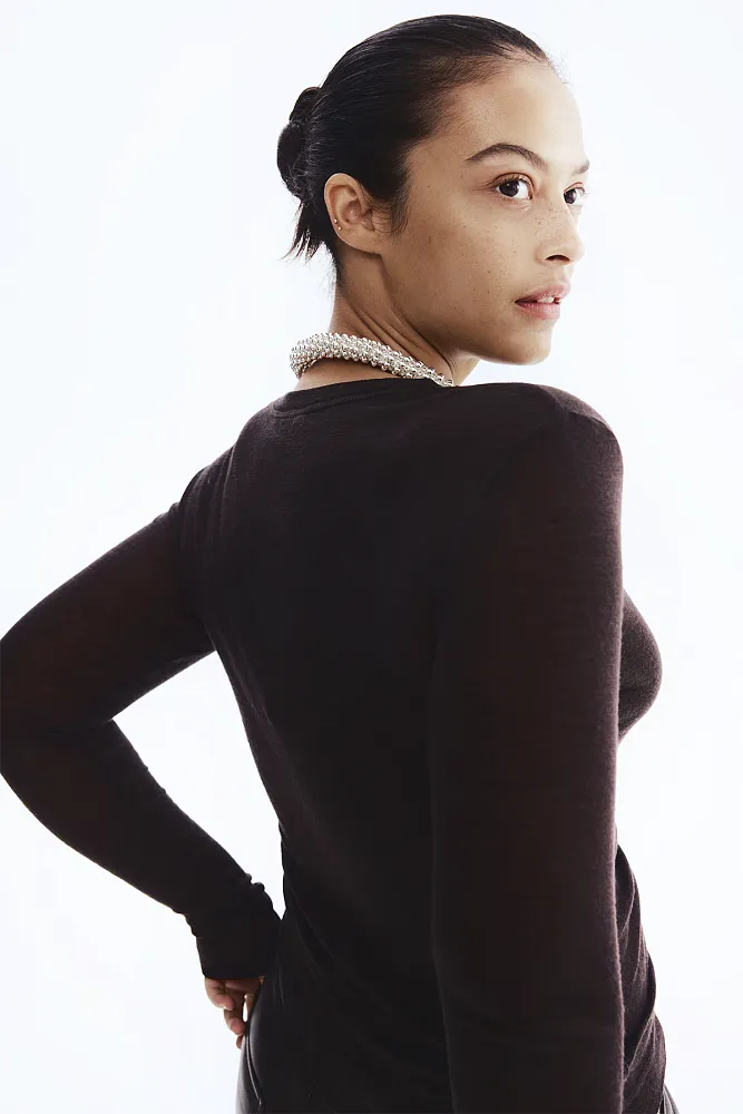 Лонгслив из тонкой шерсти H&M