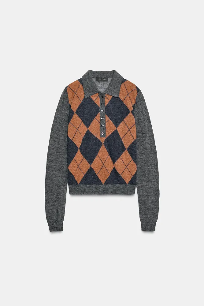 Джемпер-поло с ромбами ZARA