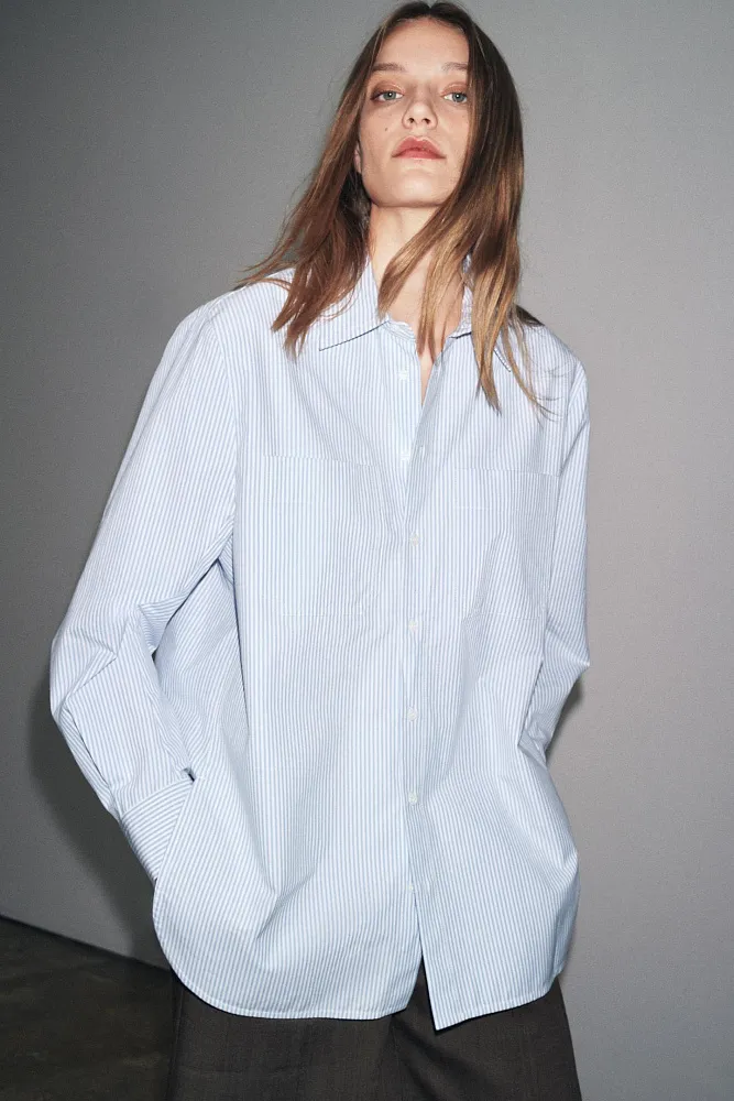 Рубашка в полоску с карманами ZARA