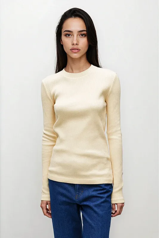 Хлопковый лонгслив в рубчик