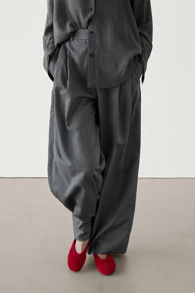 Прямые шерстяные брюки MASSIMO DUTTI