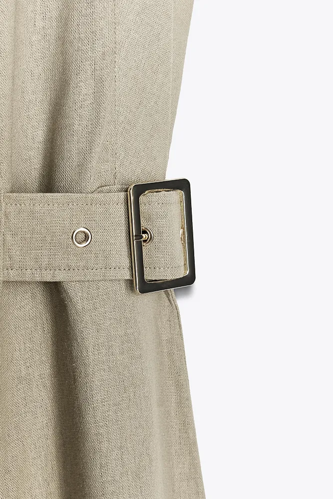 Платье-миди из смеси льна ZARA