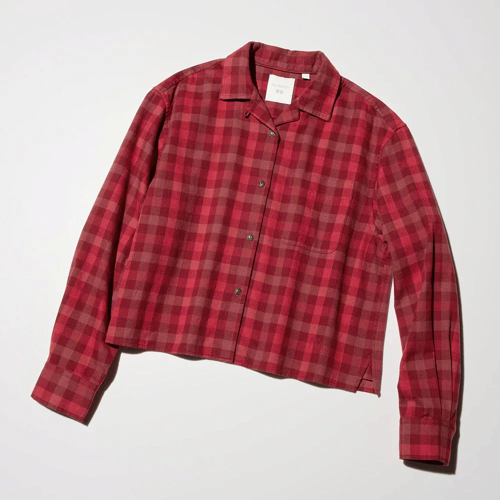 Укороченная фланелевая рубашка UNIQLO