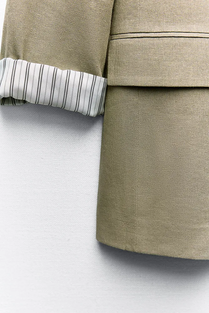 Льняной пиджак без застежки ZARA