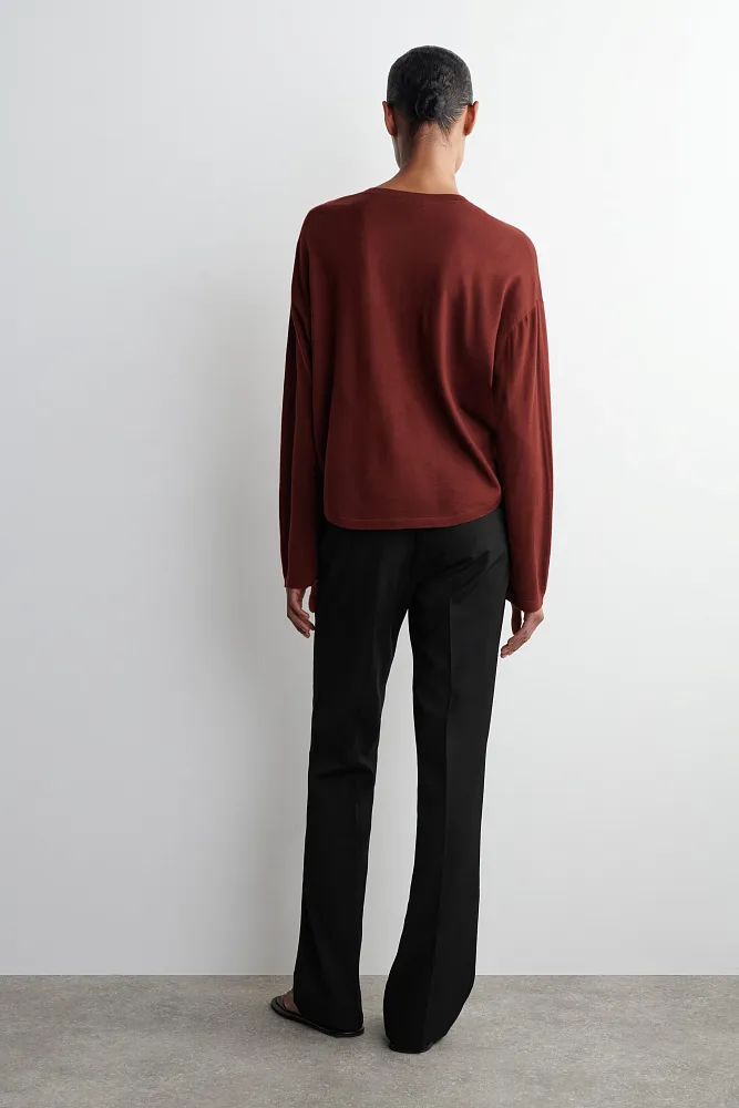 Кардиган из шерсти мериноса с закругленным кроем COS