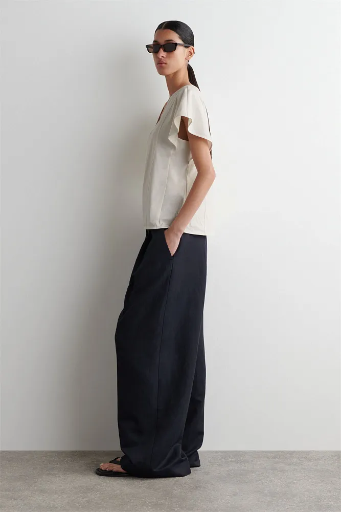 Хлопковый топ с рукавами-лепестками COS