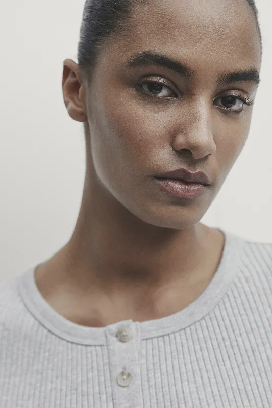 Трикотажный топ с воротником хенли MASSIMO DUTTI Трикотажный топ с воротником хенли MASSIMO DUTTI