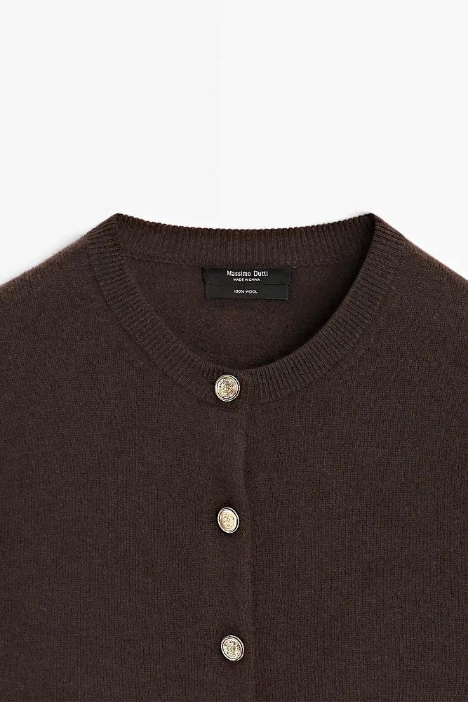 Кардиган из чистой шерсти с золотистыми пуговицами MASSIMO DUTTI