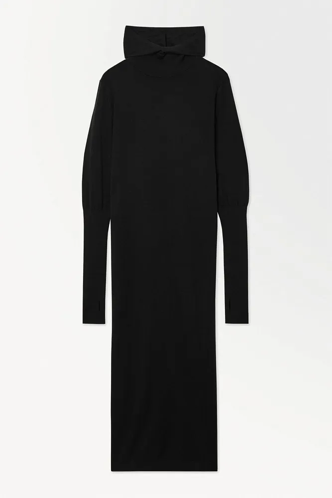 Шерстяное платье с капюшоном COS