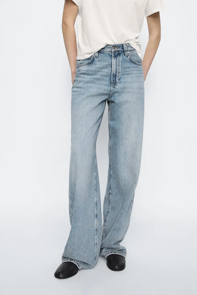 Широкие джинсы с высокой посадкой MASSIMO DUTTI