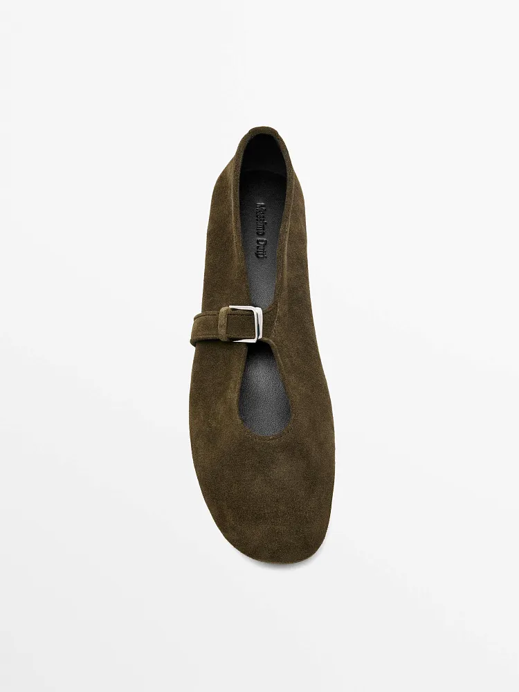 Замшевые балетки MASSIMO DUTTI