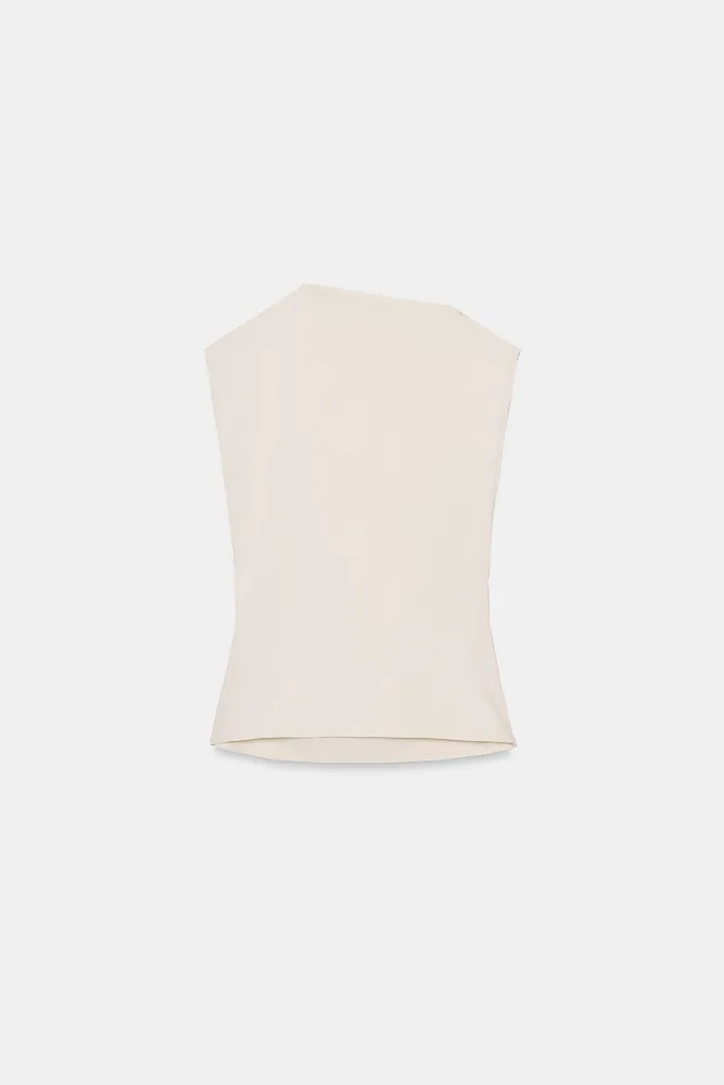 Хлопковый топ с драпировкой ZARA