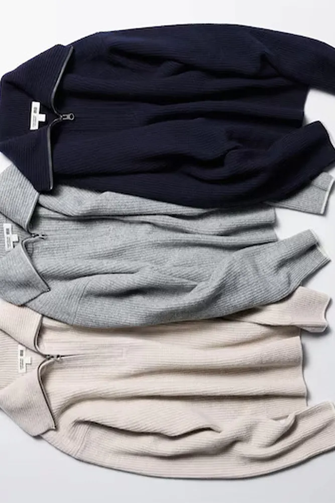 Свитер с полумолнией из овечьей шерсти UNIQLO