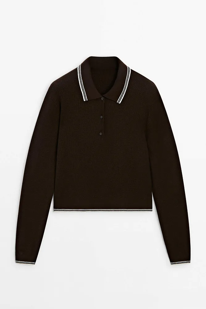 Джемпер-поло с контрастными деталями MASSIMO DUTTI