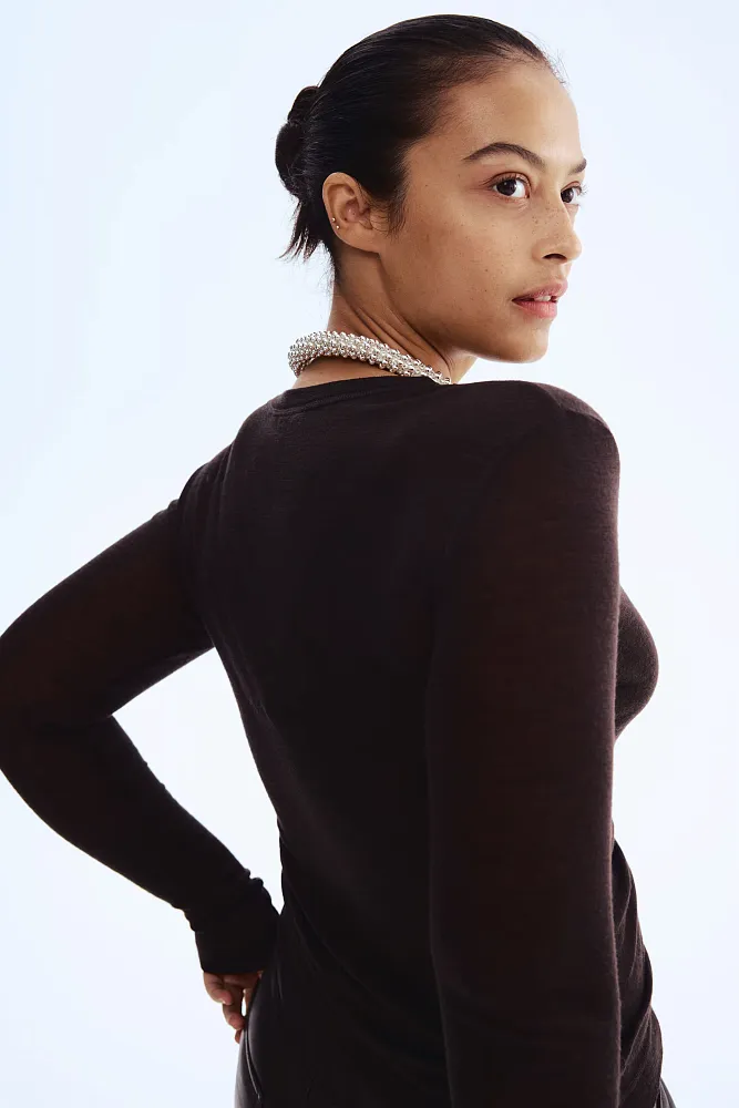 Лонгслив из тонкой шерсти H&M