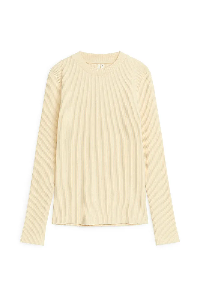 Хлопковый лонгслив в рубчик ARKET