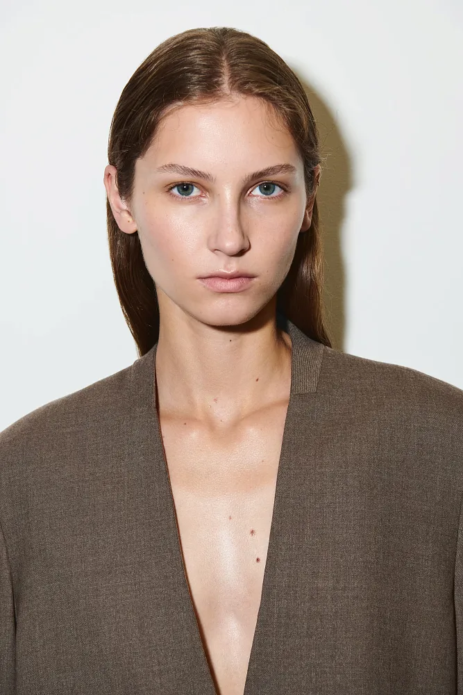 Пиджак без воротника из смесовой шерсти COS