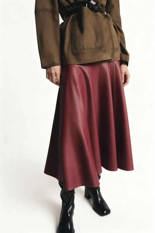 Юбка миди из искусственной кожи ZARA Юбка миди из искусственной кожи ZARA