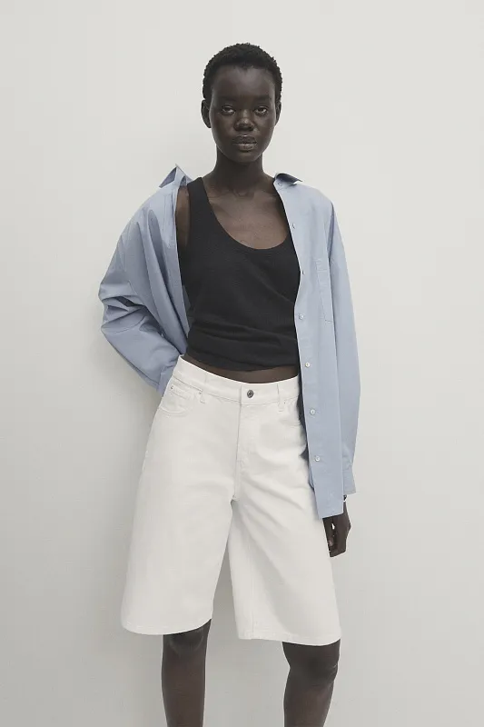 Джинсовые шорты-бермуды MASSIMO DUTTI   Джинсовые шорты-бермуды MASSIMO DUTTI