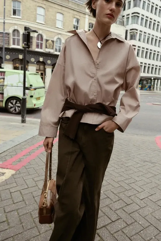 Рубашка из поплина ZARA