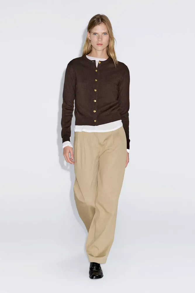 Кардиган из чистой шерсти с золотистыми пуговицами MASSIMO DUTTI