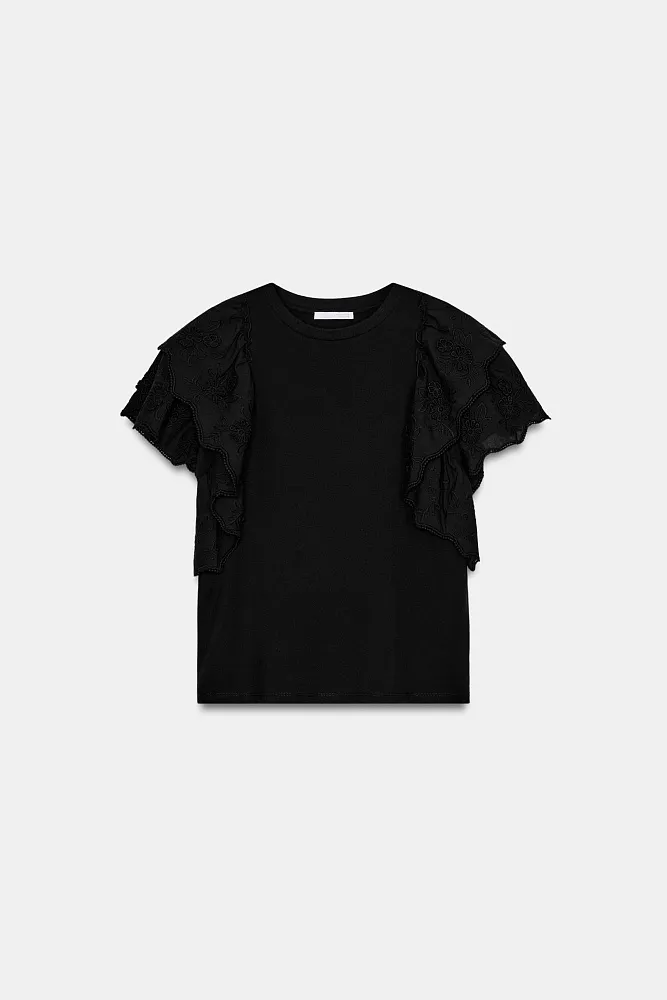 Футболка с рукавами-воланами ZARA