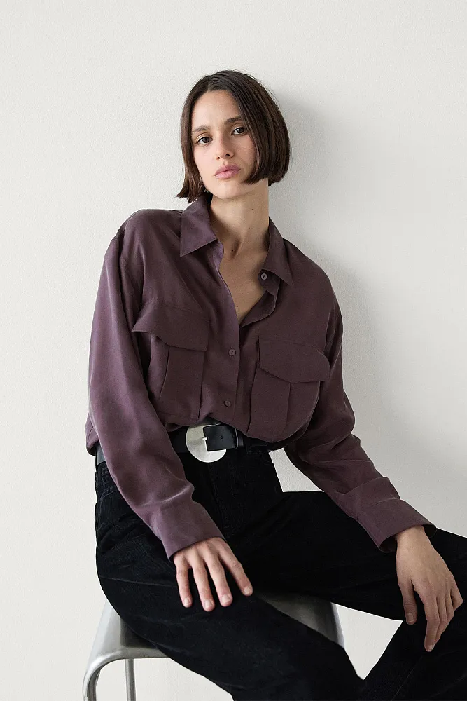 Рубашка из шелка MASSIMO DUTTI