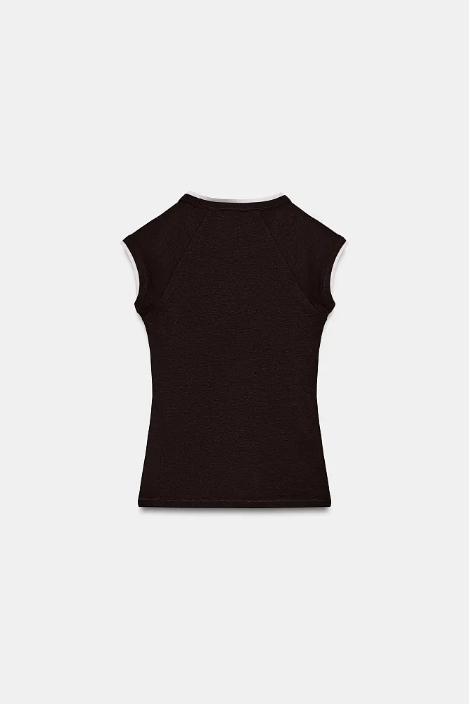 Футболка с двойным коротким рукавом ZARA