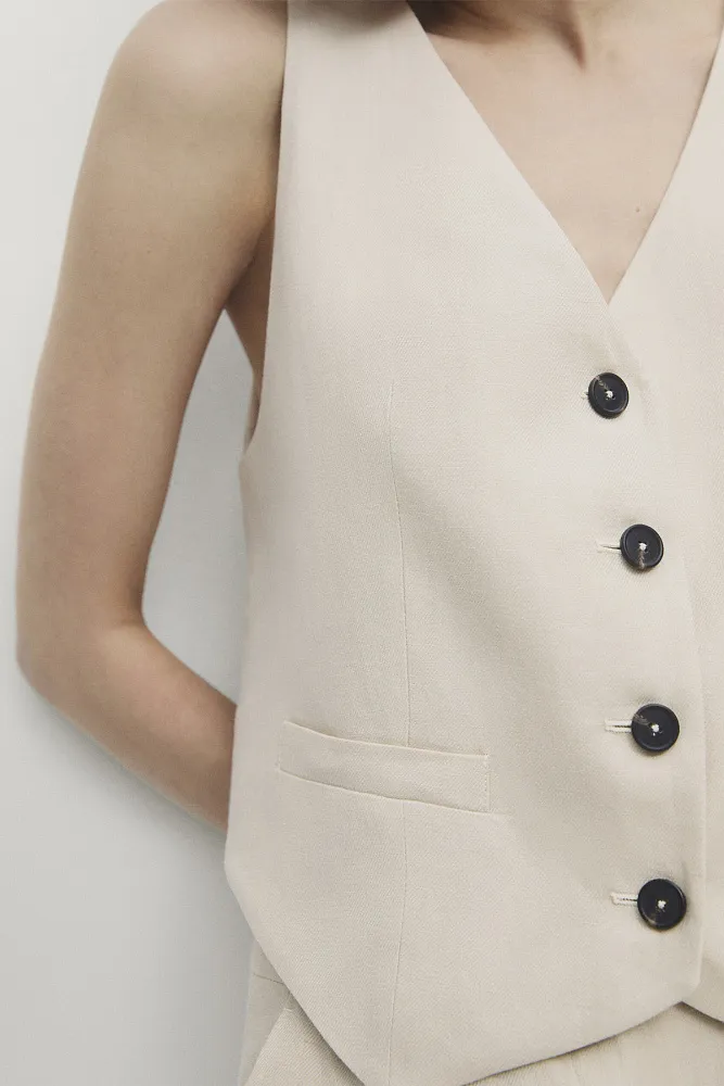 Костюмный жилет из льна MASSIMO DUTTI